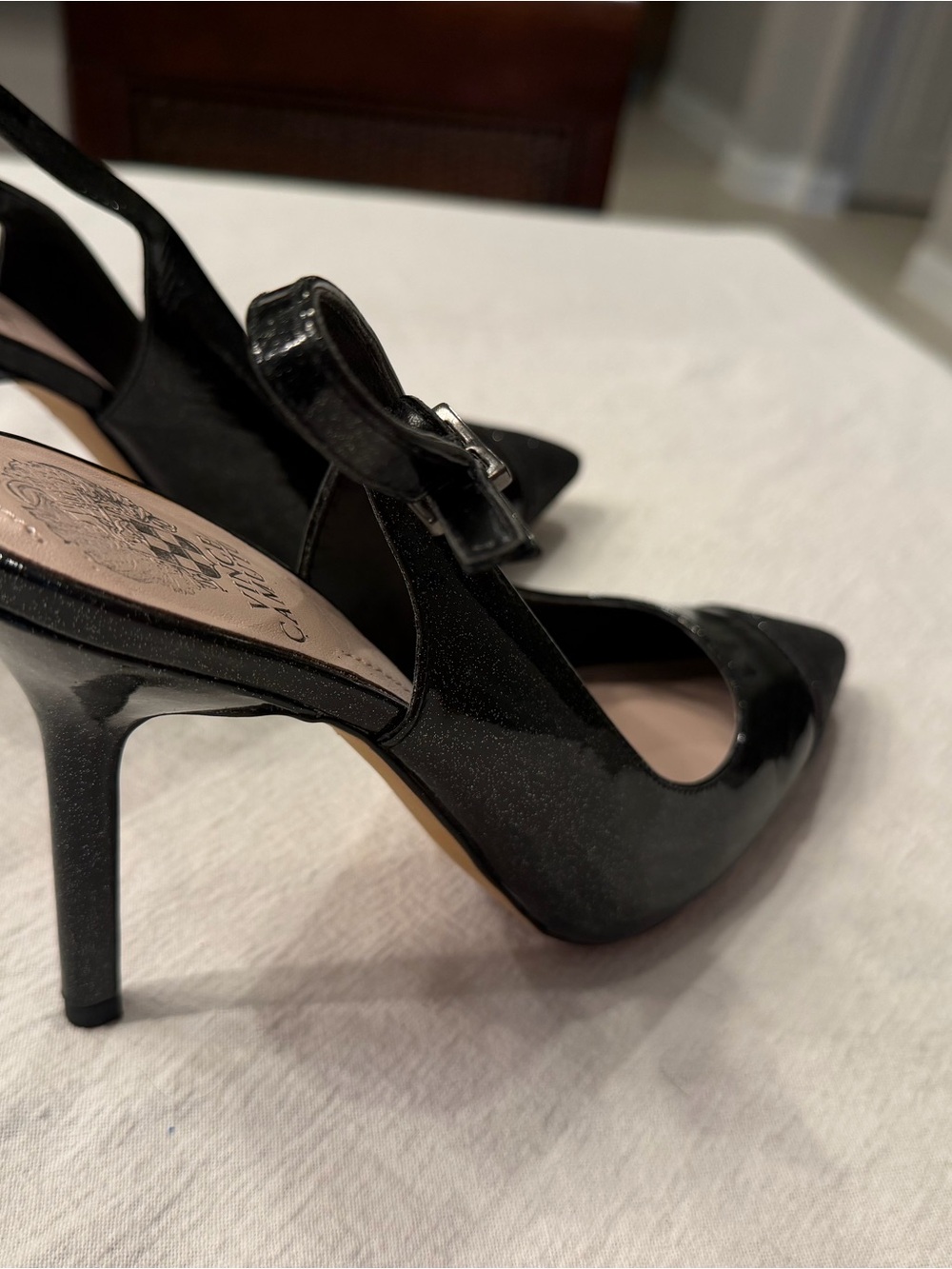 Vince Camuto Black Pointed Toe Slingback Pumps - Picture 4 of 10